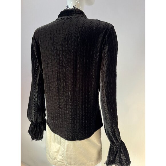 Vintage-Style Velvet Top With Lace Trim & Button Details Size XL Made In China - Picture 14 of 16